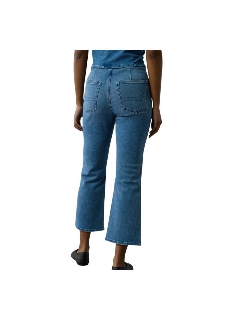 AMERICAN EAGLE Pull On High Waisted Kick Bootcut Crop Jean medium NWT - Picture 3 of 11